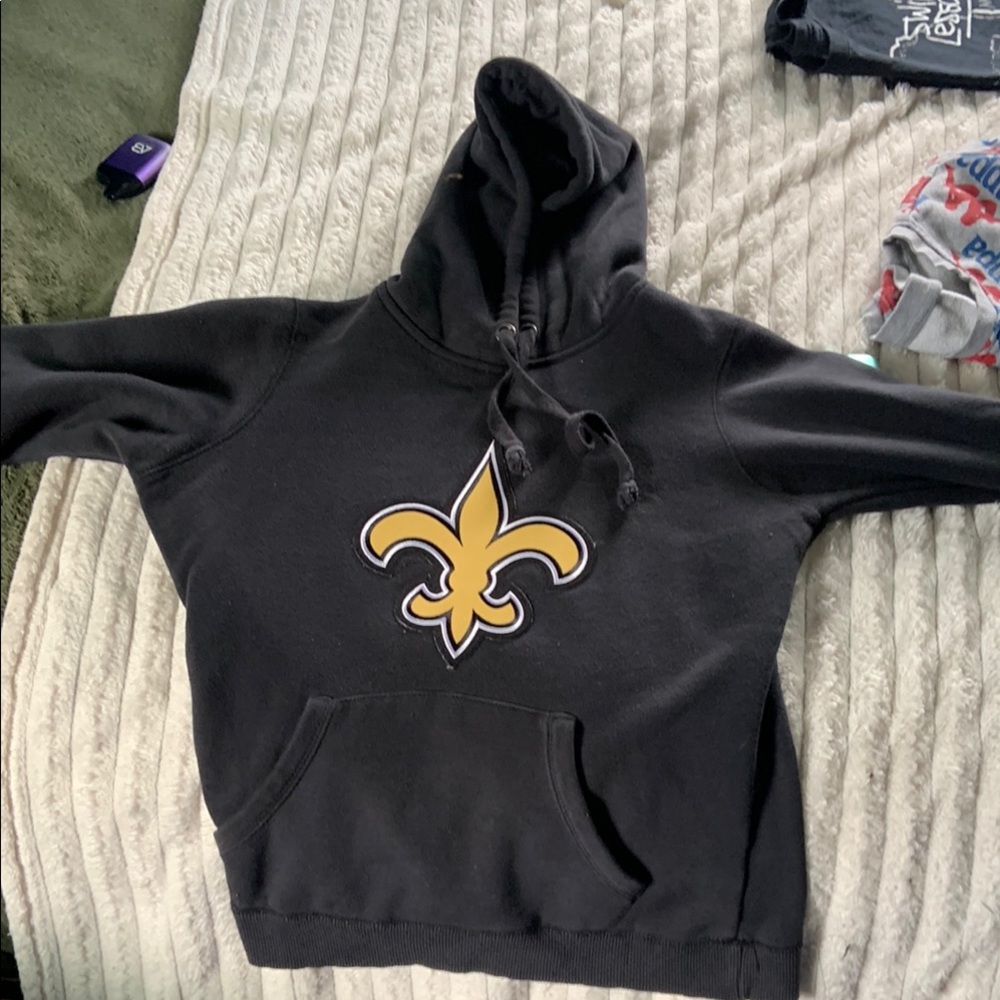 Black Crewneck Sweater with Gold Fleur-de-Lis